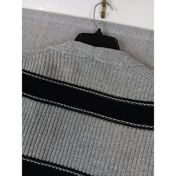 Gap Open Textured Cardigan Sweater Womens L Black Gray Striped Casual - Picture 10 of 14
